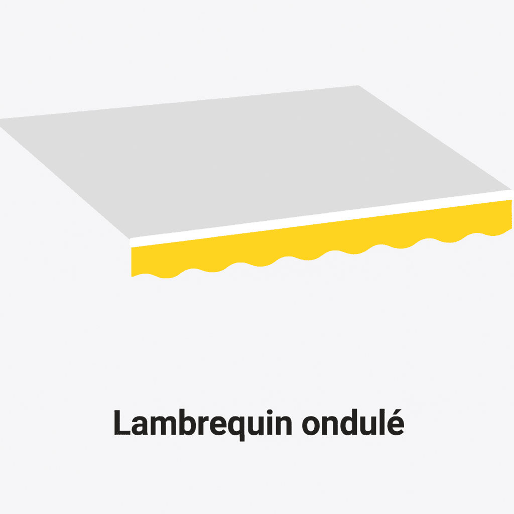 Schéma d'un lambrequin ondulé pour store banne professionnel